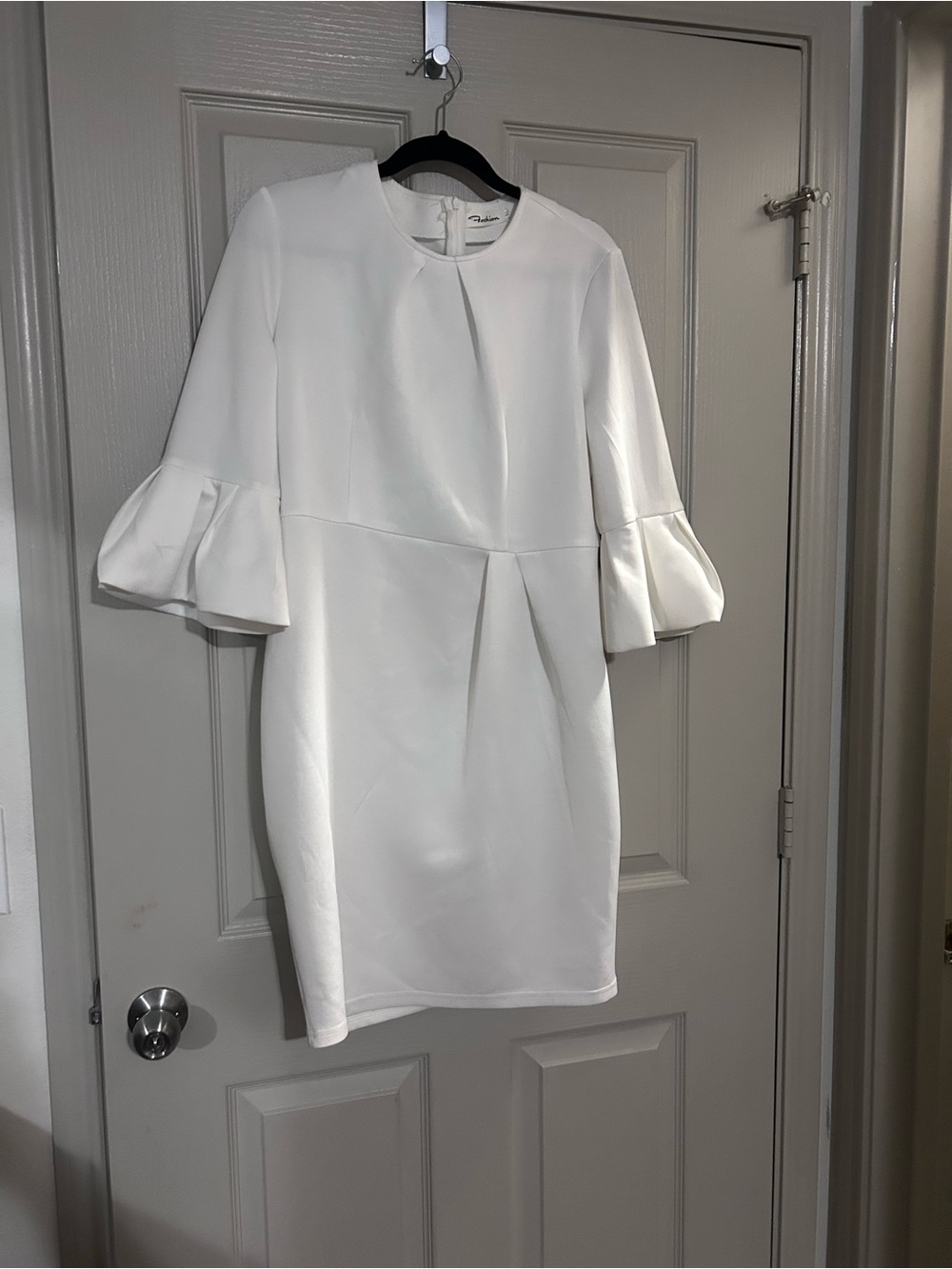 Fashionomics White Ruffle-Sleeve Mini Shift Dress